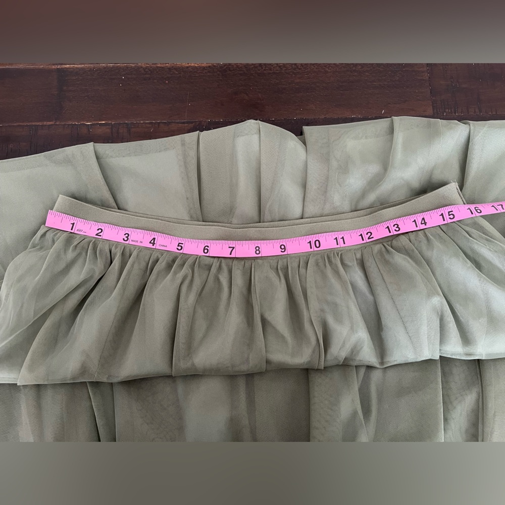 Baltic Born Olive Green A-Line Tulle Midi Skirt - Picture 3 of 6